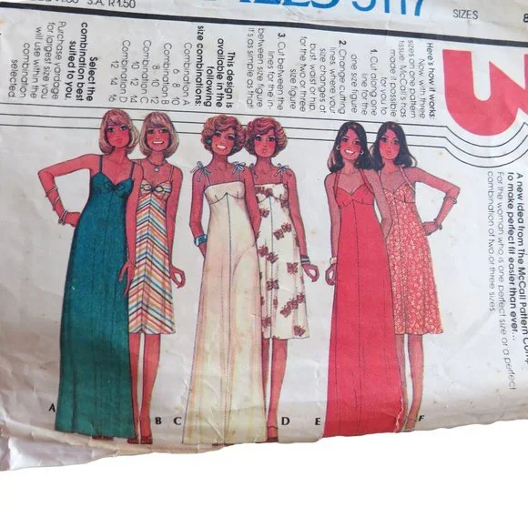 McCall's | Dresses | Vintage 7s Mccalls 517 Size 812 Mod Boho Maxi Granny  Slip Dress 2 Lengths Cut | Poshmark